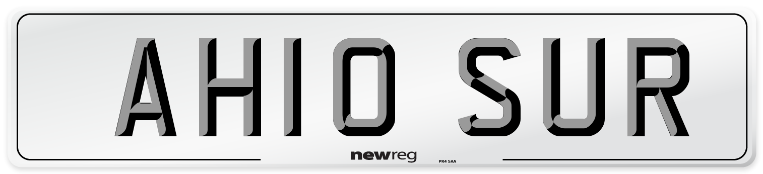 AH10 SUR Number Plate from New Reg